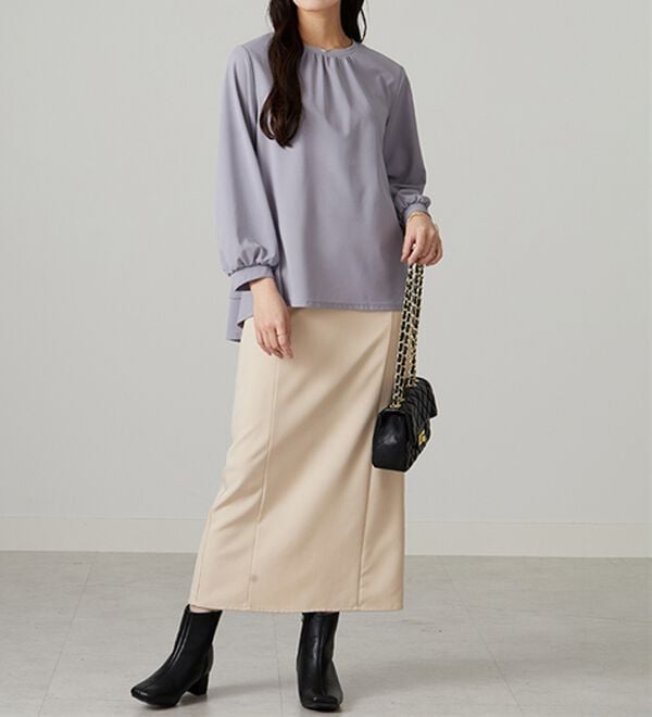 BELLUNA（ベルーナ）の「【再入荷】ボリューム袖美人顔バックフレアーＴブラウス（ブラウス）」｜詳細画像