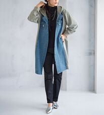BELLUNA（ベルーナ）の「細見えデニム切替ロングアウター（ロングコート）」