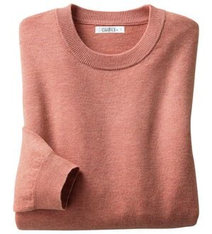 「＜シンプル＆プラス＞毎日着たいシンプルニット（メンズニット・セーター）」｜杢ピンク