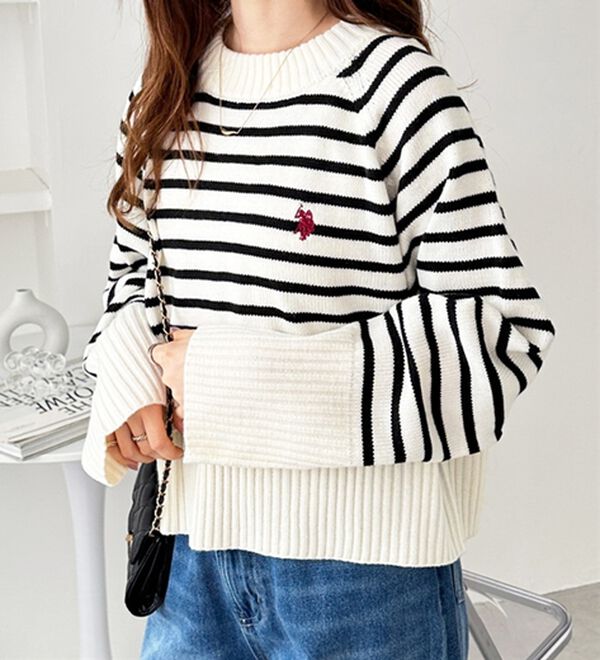 GeeRA（ジーラ）の「【ＵＳ．ＰＯＬＯ　ＡＳＳＮ】ショート丈ニット（ニット・セーター）」｜詳細画像