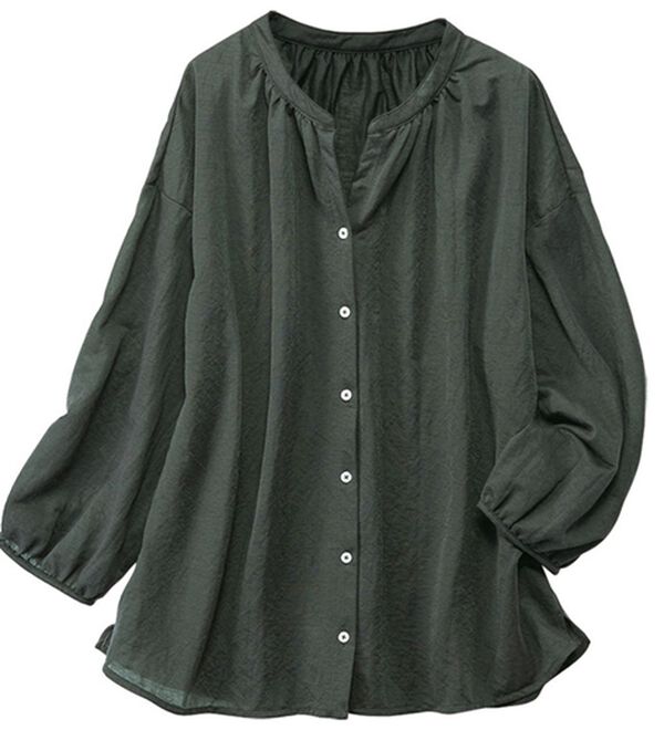 BELLUNA（ベルーナ）の「大人の透け感かのこ編デザインブラウス（ブラウス）」｜チャコール