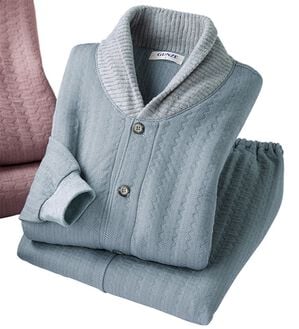 「魔法瓶のように包まれる暖かさのキルトパジャマ（メンズルームウェア）」｜グレー