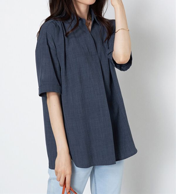 BELLUNA（ベルーナ）の「麻調素材スキッパーブラウス（ブラウス）」｜詳細画像