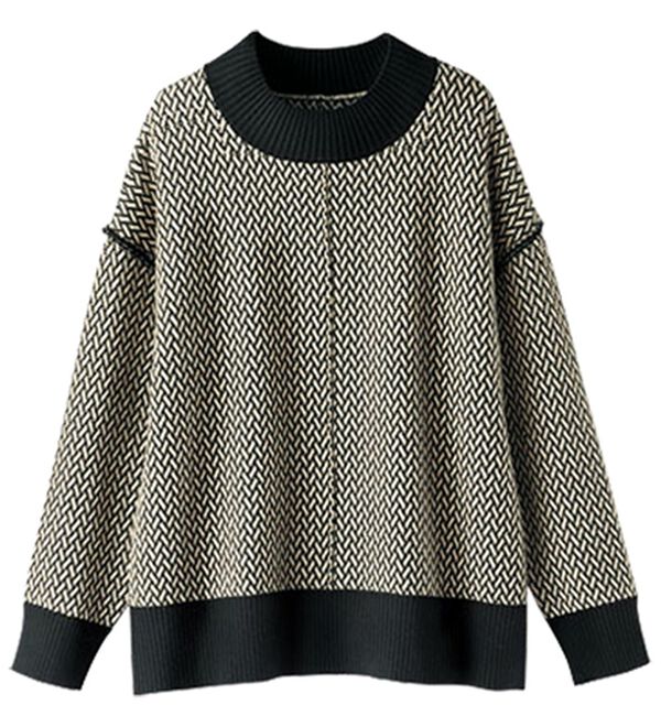 BELLUNA（ベルーナ）の「幾何柄ジャカードニットプルオーバー（ニット・セーター）」｜詳細画像