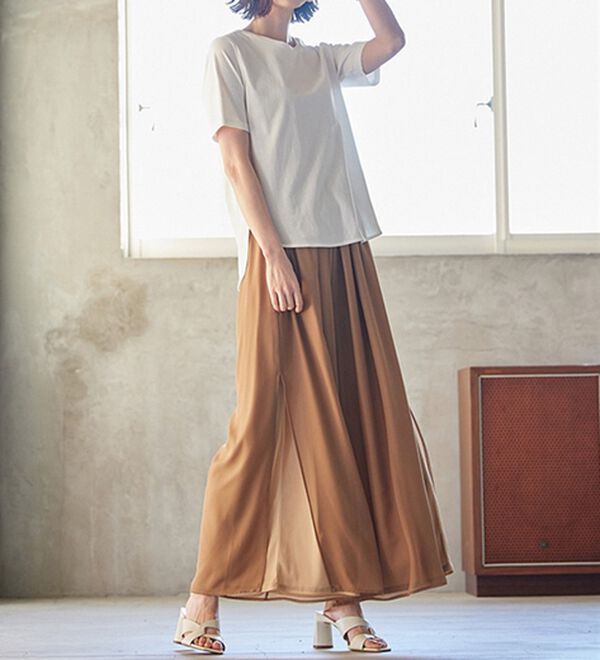 RANAN（ラナン）の「ひんやり！サイドスリットシフォンパンツ（フルレングスパンツ）」｜詳細画像
