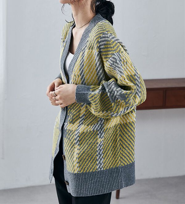 RANAN（ラナン）の「ビッグタータンオーバーカーデ（ニットカーディガン）」｜詳細画像