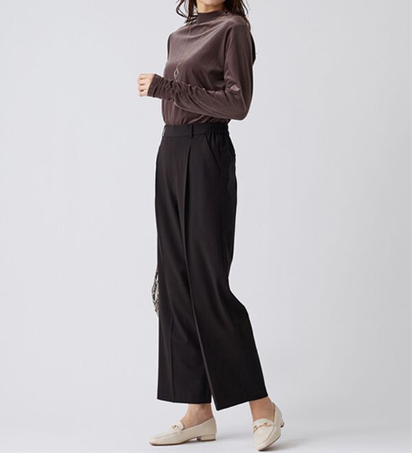 BELLUNA（ベルーナ）の「サマ見え（Ｓ）美脚タック使いワイドパンツ（ワイドパンツ・ガウチョ）」｜詳細画像