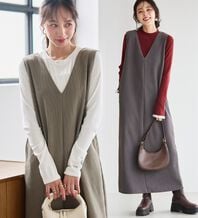 RANAN（ラナン）の「あったか裏ベロアニットコールジャンパースカート（ジャンパースカート）」