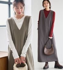 RANAN（ラナン）の「あったか裏ベロアニットコールジャンパースカート（ジャンパースカート）」