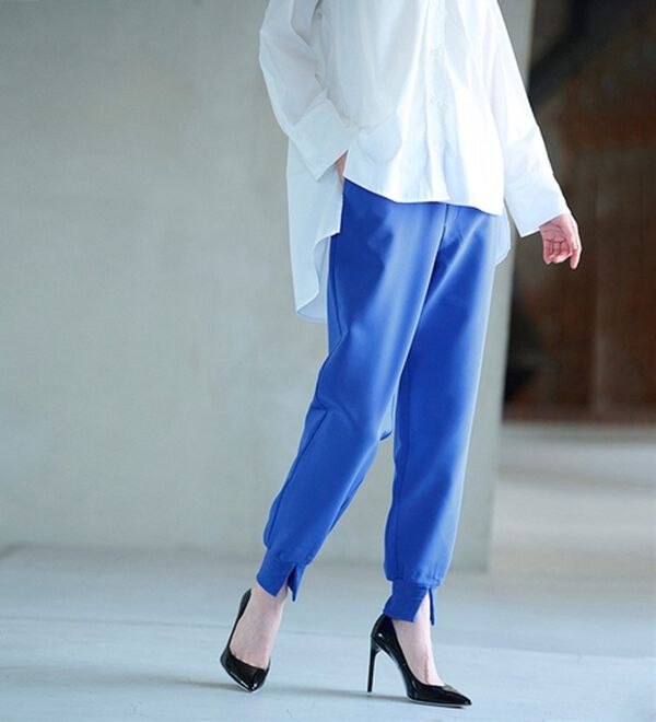 RANAN（ラナン）の「＜裏起毛＞裾スリットジョガーパンツ（フルレングスパンツ）」｜ブルー