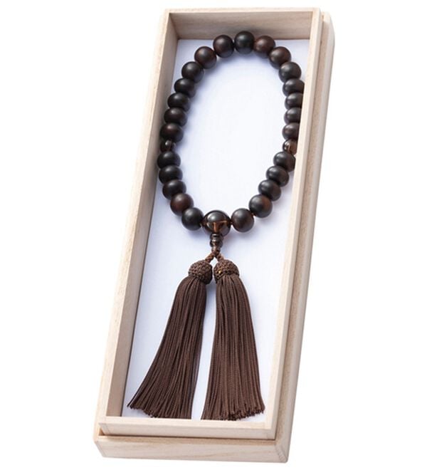 「京念珠土屋念珠店「七条」縞黒檀　茶水晶（メンズブレスレット）」｜詳細画像