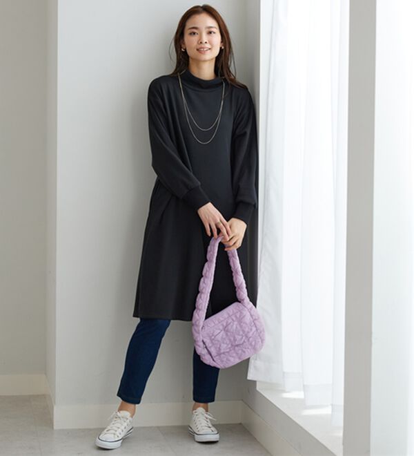 BELLUNA（ベルーナ）の「ふんわりなめらか裏ベロアワンピース（カットソーワンピース）」｜詳細画像