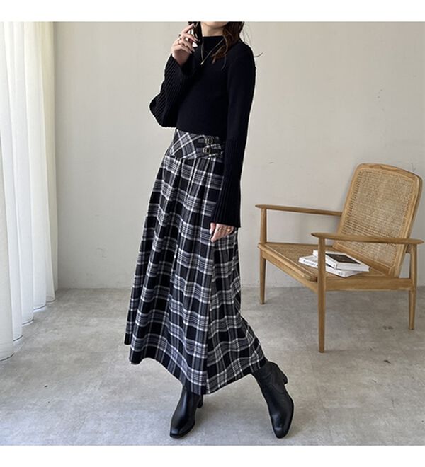 合皮ベルト付きチェックスカート - ベルーナ【公式】 