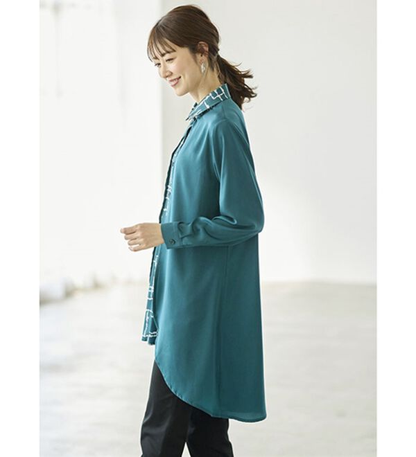 BELLUNA（ベルーナ）の「視覚効果で細見えシャツ重ね着風チュニック（チュニック）」｜詳細画像