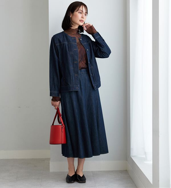 BELLUNA（ベルーナ）の「やわらかデニム素材ノーカラージャケット（その他ジャケット）」｜詳細画像