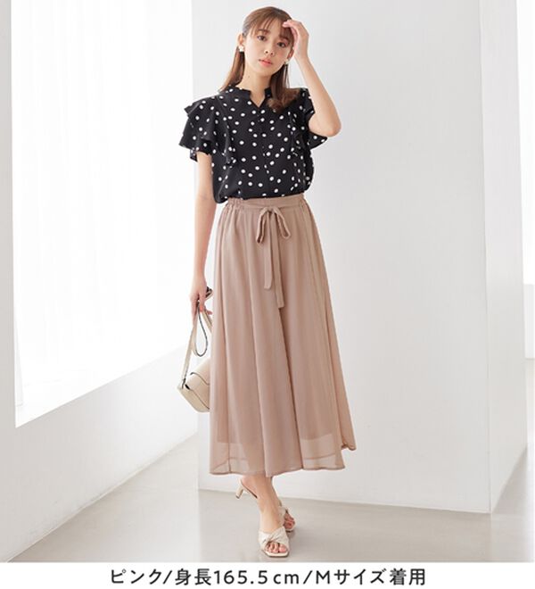 alotta（アロッタ）の「ふんわりシフォンワイドパンツ（ワイドパンツ・ガウチョ）」｜詳細画像