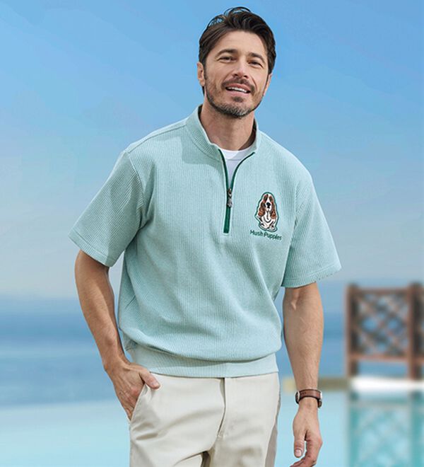 「＜ハッシュパピー＞ワッフルハーフジップトレーナー（メンズトレーナー）」｜詳細画像