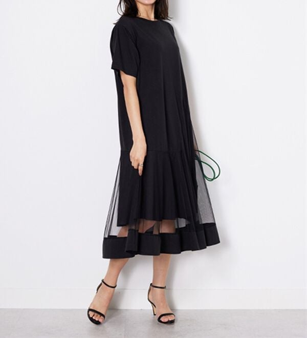 BELLUNA（ベルーナ）の「【Ｌａｇｒｉｌｕａ】裾チュール切替ロング丈ワンピース（カットソーワンピース）」｜詳細画像