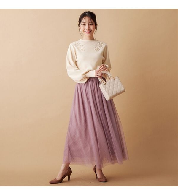 alotta（アロッタ）の「フラワーモチーフパフ袖ニット（ニット・セーター）」｜詳細画像