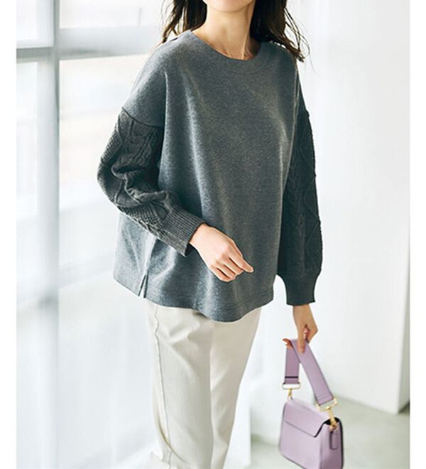 RANAN（ラナン）の「【毛玉になりにくい】裏起毛袖ニットプルオーバー（カットソー）」｜詳細画像