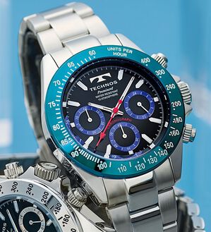 「テクノス　クロノグラフ　スポーツウォッチ（メンズ腕時計）」｜ブルー