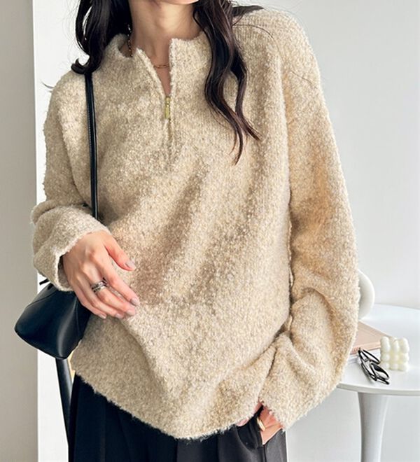 GeeRA（ジーラ）の「ハーフジップミックスニットプルオーバー（ニット・セーター）」｜詳細画像