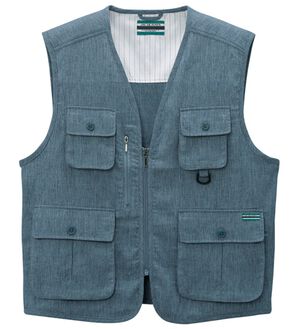 「夏素材の多ポケットベストコレクション（メンズベスト）」｜ネイビー(楊柳)