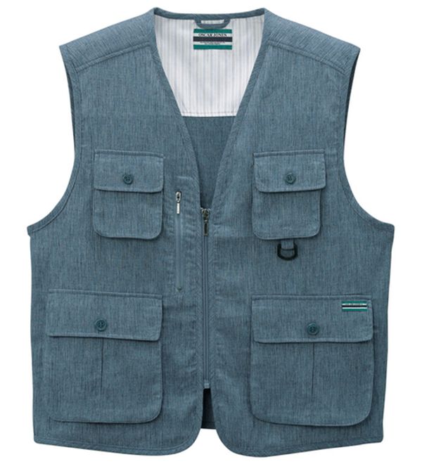 「夏素材の多ポケットベストコレクション（メンズベスト）」｜ネイビー(楊柳)