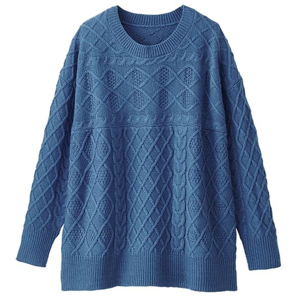 BELLUNA（ベルーナ）の「ゆったり着映える♪ケーブル柄編地変化セーター（ニット・セーター）」｜詳細画像
