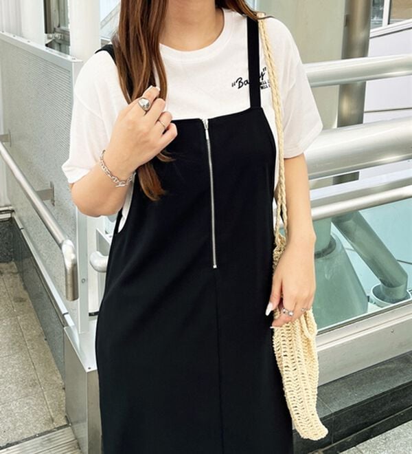 GeeRA（ジーラ）の「ハーフジップキャミワンピース（カットソーワンピース）」｜詳細画像