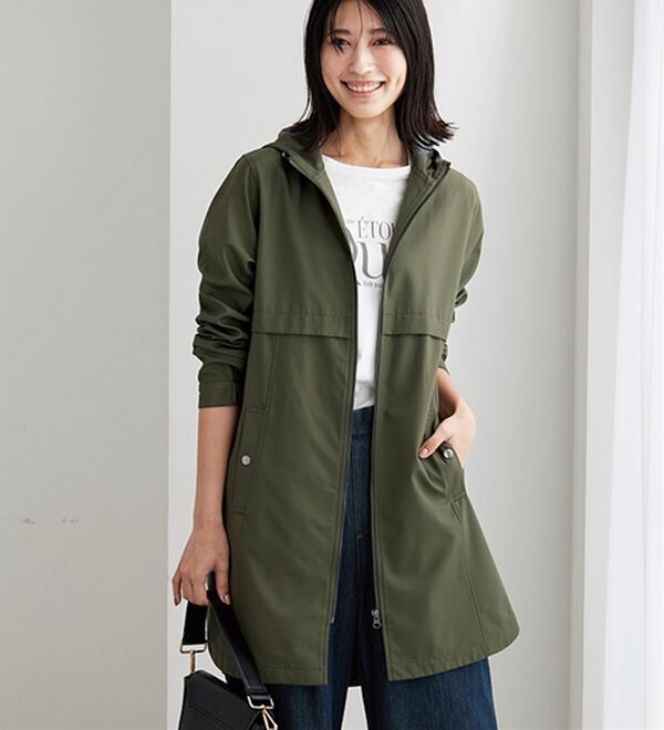 BELLUNA（ベルーナ）の「はっ水加工ボンディング素材ロング丈パーカー（ハーフコート）」｜詳細画像