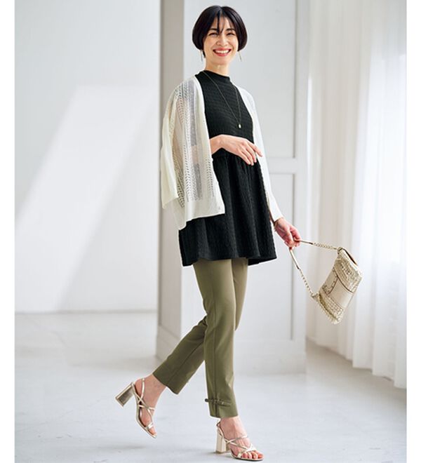 BELLUNA（ベルーナ）の「ヒンヤリ！ハイパー美脚ストレッチ素材アンクルパンツ（フルレングスパンツ）」｜詳細画像