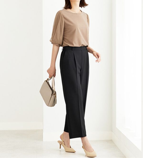 BELLUNA（ベルーナ）の「ラメチュール袖切替デザインプルオーバー（カットソー）」｜詳細画像