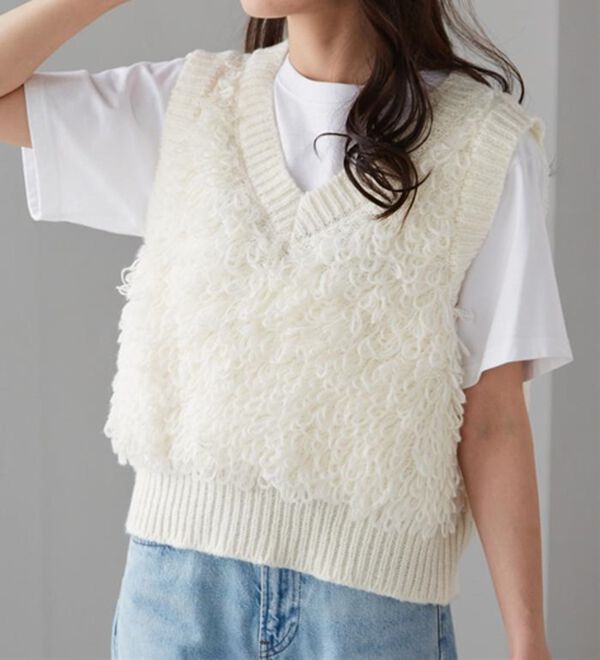 RANAN（ラナン）の「ループフリンジニットベスト（ベスト）」｜詳細画像