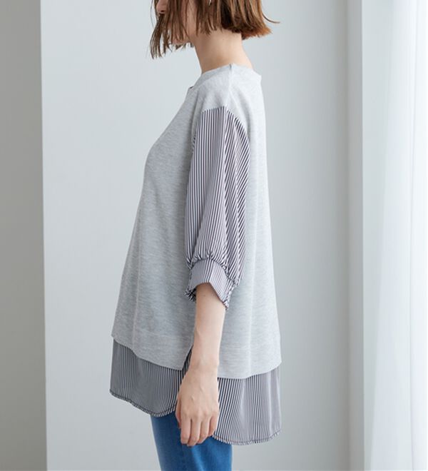 BELLUNA（ベルーナ）の「ラメ調素材シャツフェイクチュニック（チュニック）」｜詳細画像