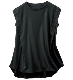 BELLUNA（ベルーナ）の「＜日本製＞クールコットン１００％袖タックプルオーバー（カットソー）」｜ブラック