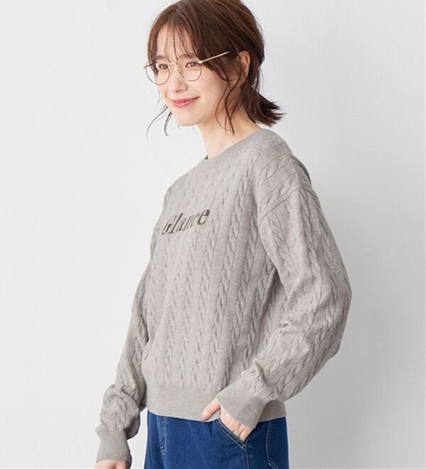 Viola e Viola（ヴィオラ エ ヴィオラ）の「洗えるもちもちロゴ刺しゅうケーブルニット（ニット・セーター）」｜詳細画像