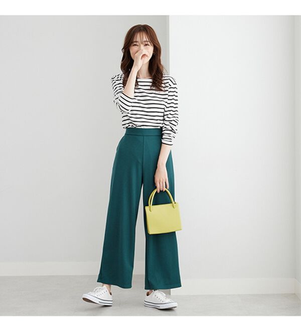 BELLUNA（ベルーナ）の「ぐんぐん伸びてラク！ジャカードワイドパンツ（ワイドパンツ・ガウチョ）」｜詳細画像