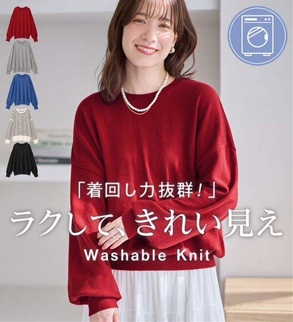 Viola e Viola（ヴィオラ エ ヴィオラ）の「【洗えるニット】着回し力抜群！秋から着られるシンプルニットトップス（ニット・セーター）」｜詳細画像