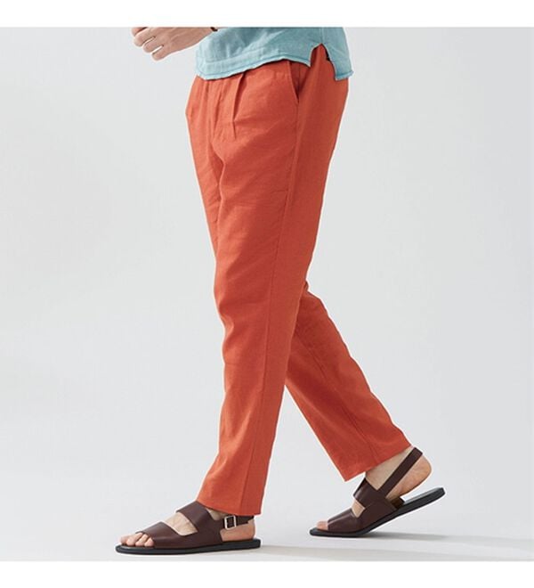 「＜イネド＞ひんやり麻入りテーパードパンツ（メンズフルレングスパンツ）」｜詳細画像