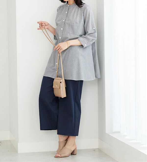 BELLUNA（ベルーナ）の「フランス綾ドレープ使いシャツチュニック（チュニック）」｜詳細画像