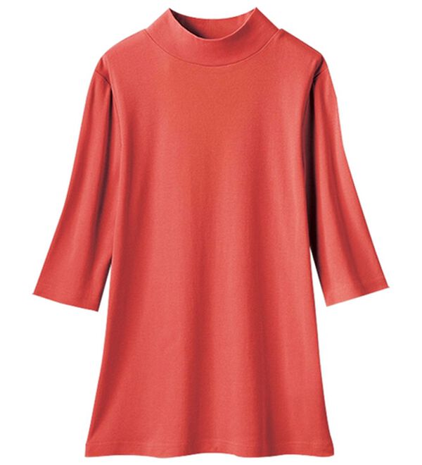 LAVIENNE（ラヴィエンヌ）の「【UVカット】綿１００％ハイネックプルオーバー（５分袖）＜カラフルコットン＞（肌着・インナーウェア）」｜詳細画像