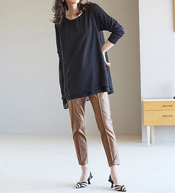 RANAN（ラナン）の「異素材切替フレアーチュニック（チュニック）」｜詳細画像