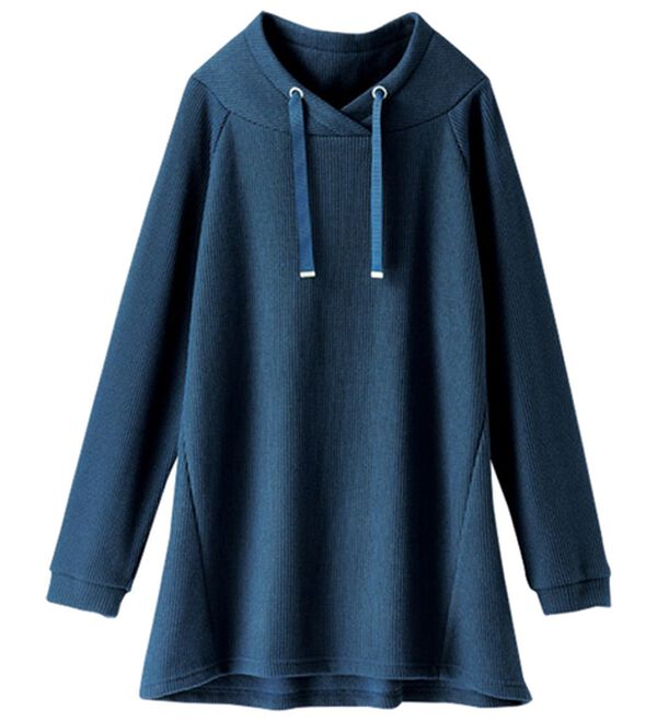 BELLUNA（ベルーナ）の「あぜ調裏起毛素材ワイドネックチュニック（チュニック）」｜詳細画像