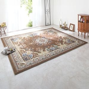 「厚みが選べる高級柄プリントはっ水カーペット（カーペット）」｜ブラウン