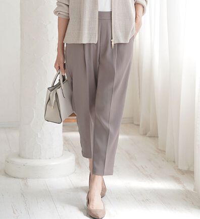 A HAPPY MARILYN（アハッピーマリリン）の「【Ｌ～６Ｌ】＜低身長さん高身長さん対応＞スラっと美脚ストレッチテーパードパンツ（テーパードパンツ）」