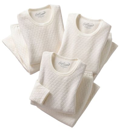 「【３着組】＜クロコダイル＞ウール入肌側綿１００％極温（Ｒ）キルトインナー上下３着組（メンズ肌着・インナーウェア）」