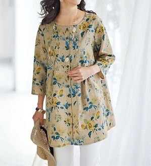 【美品】SUKALA 　ペイント風花柄　セットアップ　オンライン限定　Mサイズ 花柄プリント袖タック使いチュニック - ベルーナ【公式】