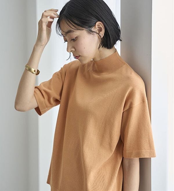 BELLUNA（ベルーナ）の「【選べるデザイン】Ｔシャツが苦手な方に！ひんやり綿混ニットＴ（ニット・セーター）」｜詳細画像