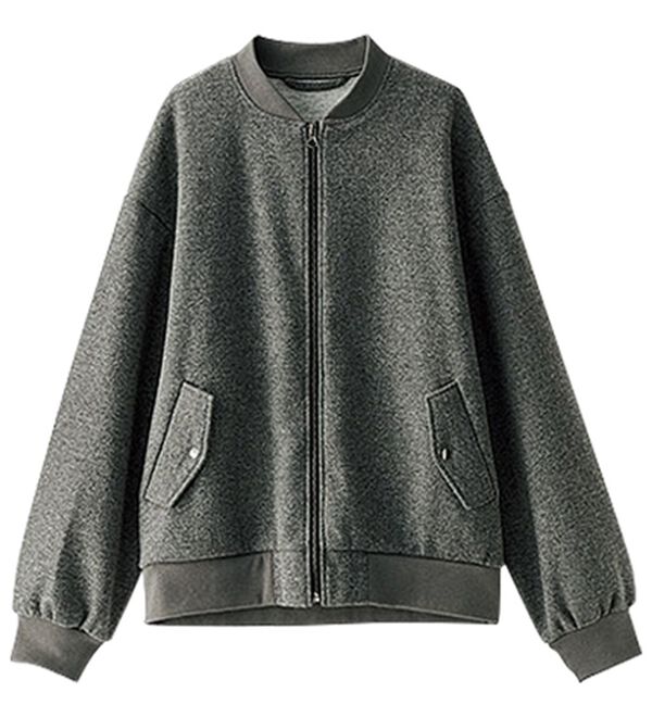 BELLUNA（ベルーナ）の「ウール調素材リブ切替ブルゾン（ブルゾン）」｜詳細画像